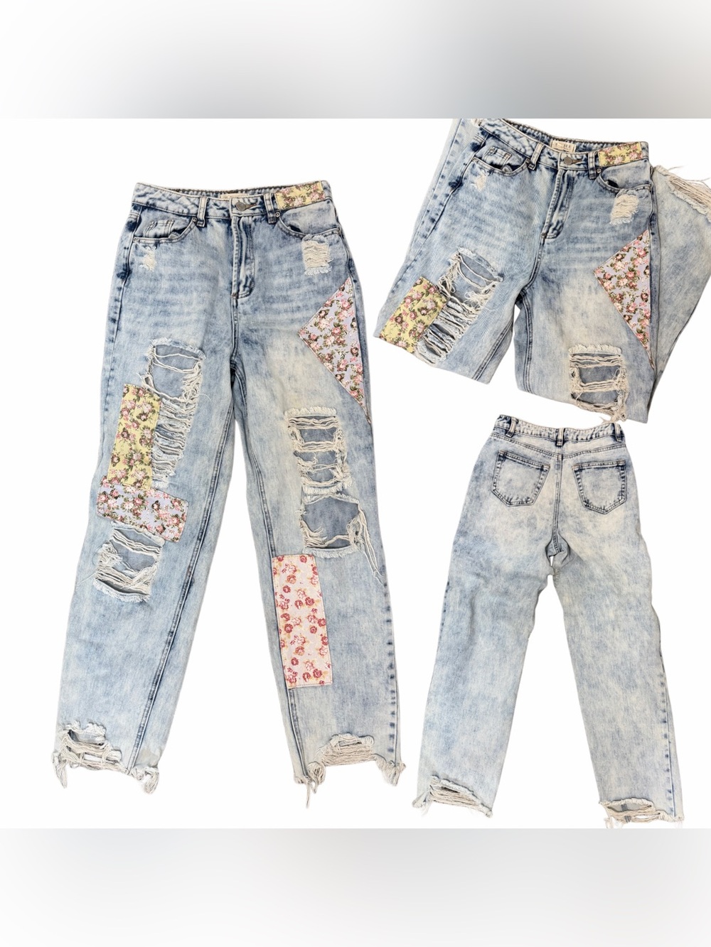 Harper Heritage Floral Patchwork Distressed Jeans